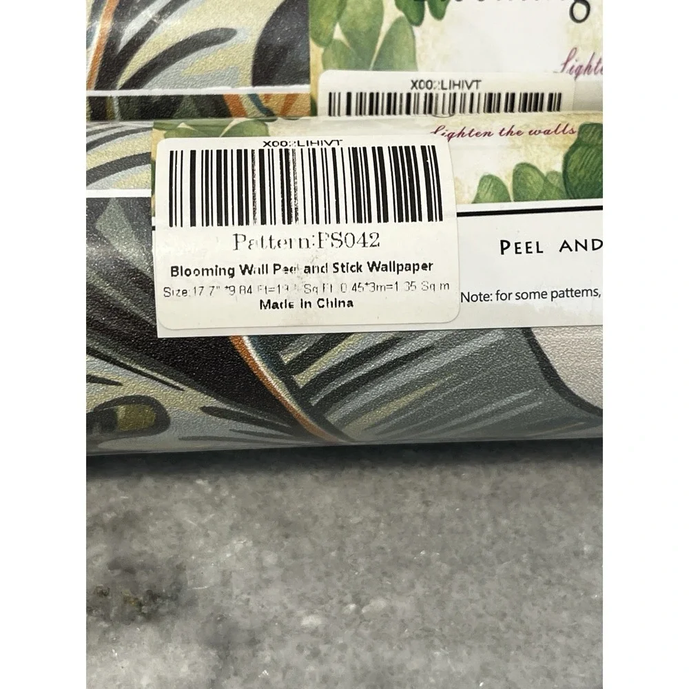 2 Rolls Blooming Multicolor PS042 Peel & Stick Wallpaper- Tropical Leaves- Palms